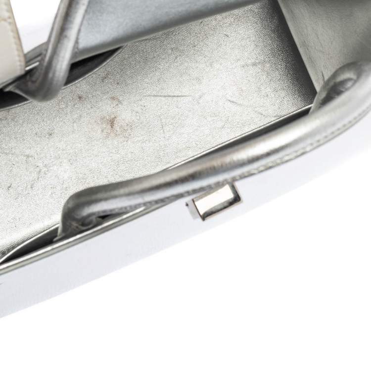 Pre Owned Dior Metallic Silver Leather Medium Diorever Bag