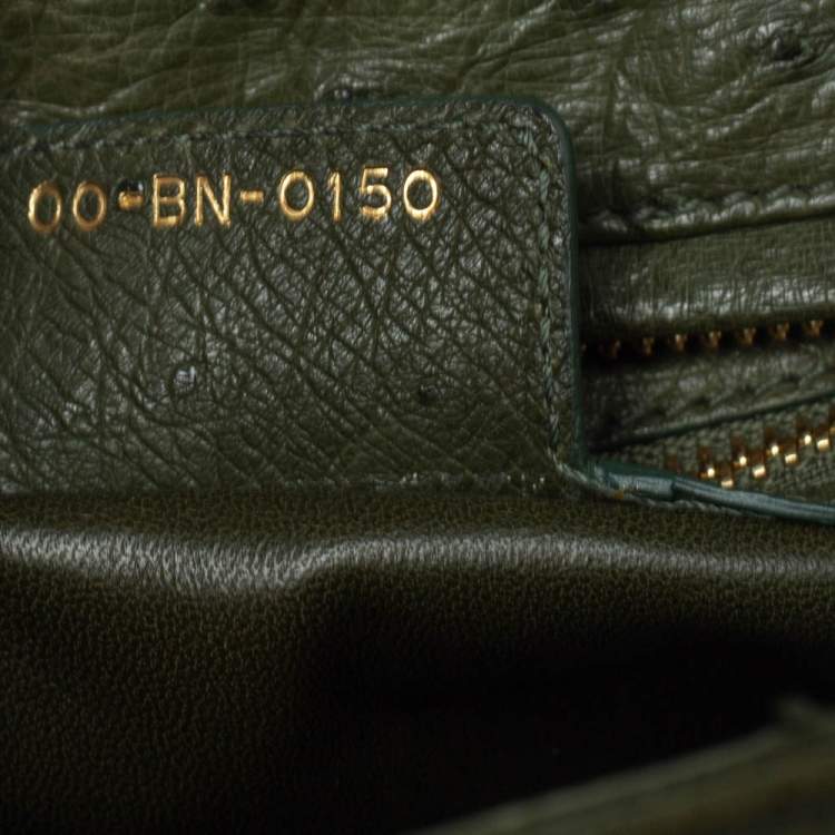 Pre Owned Dior Army Green Ostrich Large Lady Dior Tote