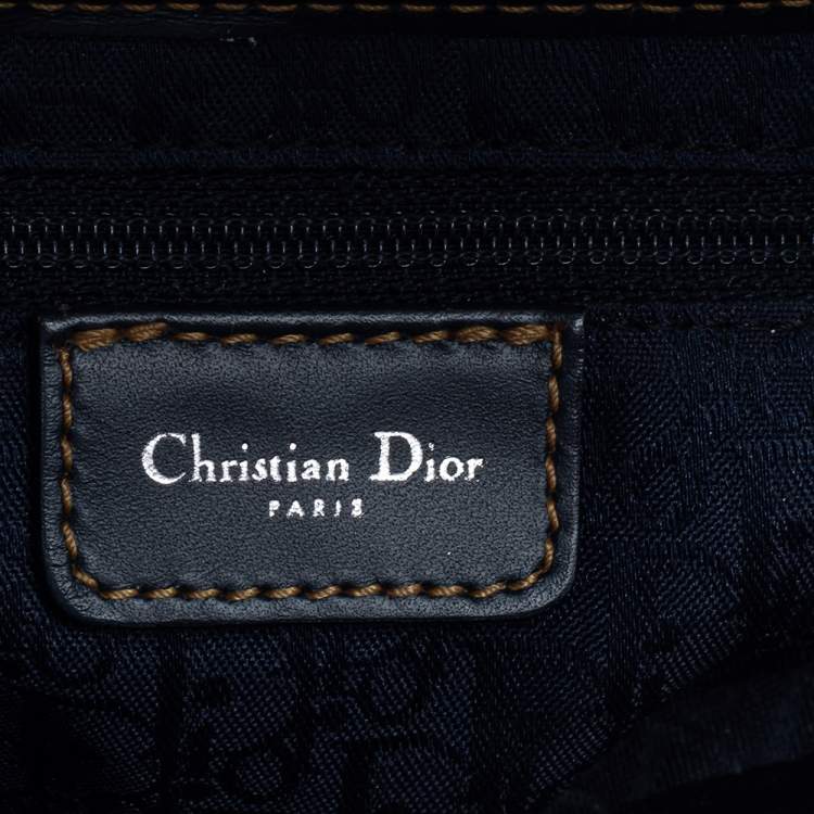 Pre Owned Dior Blue Crystal Embellished Denim and Leather Saddle Bag
