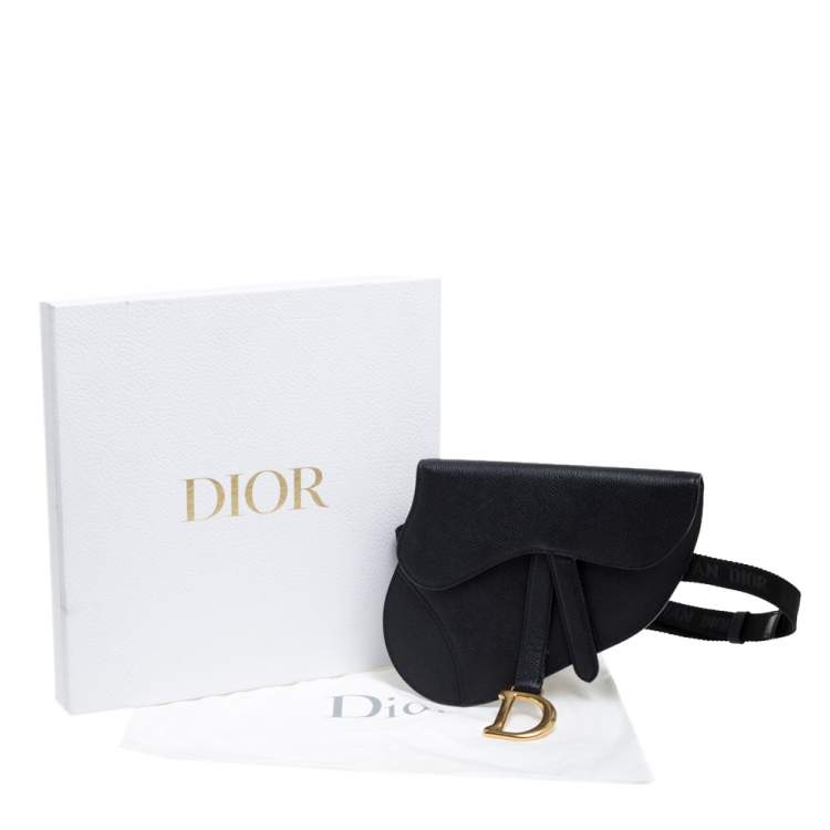 Pre Owned Dior Black Leather Saddle Belt Bag