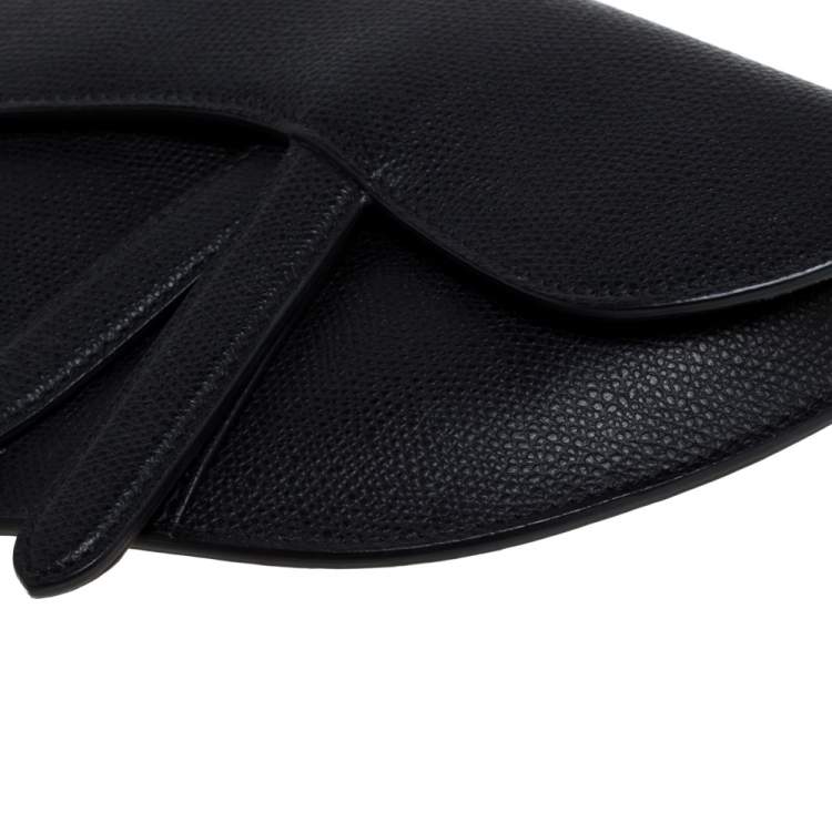 Pre Owned Dior Black Leather Saddle Belt Bag