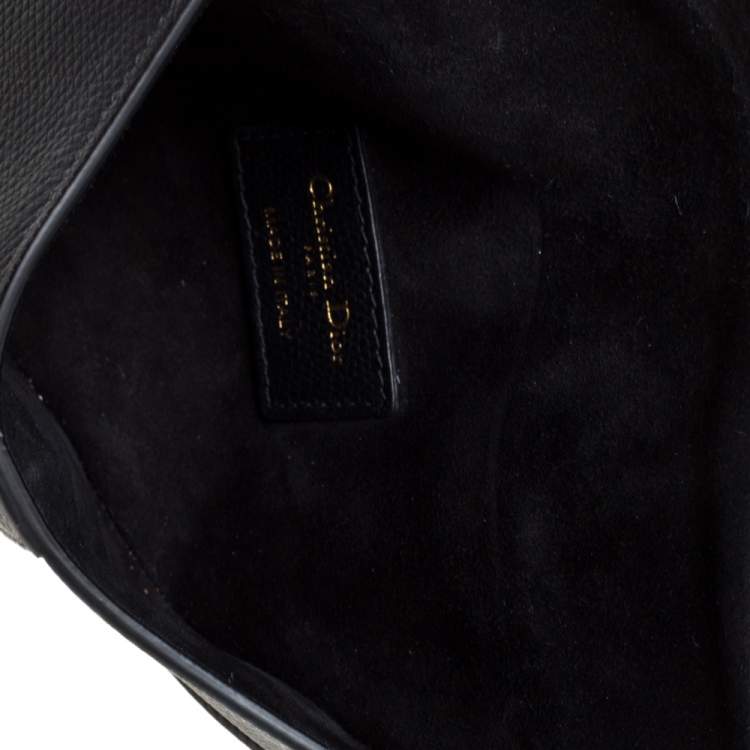 Pre Owned Dior Black Leather Saddle Belt Bag