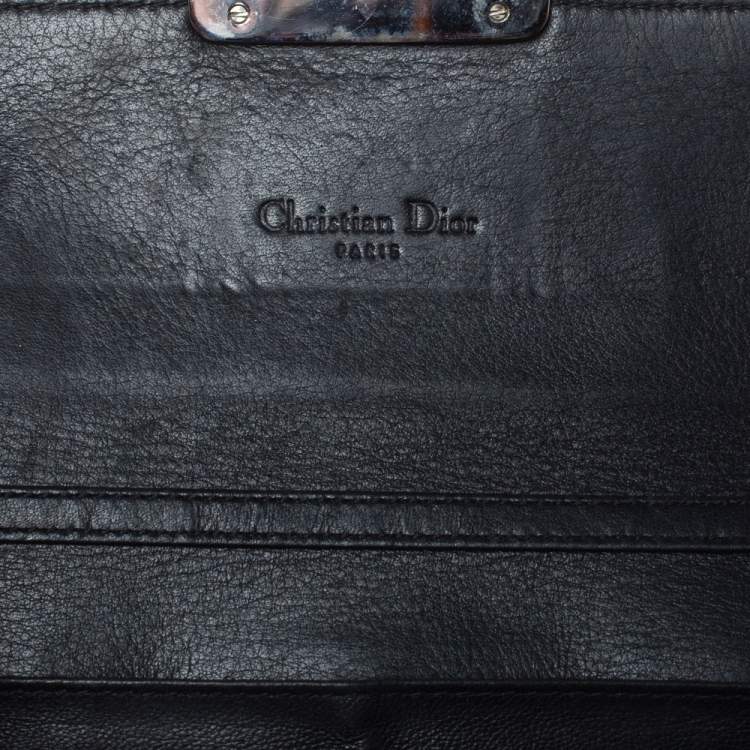 Pre Owned Dior Black Cannage Patent Leather New Lock Wallet on Chain