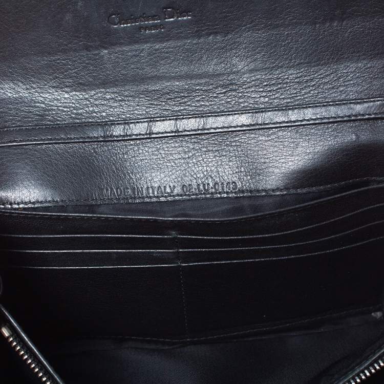 Pre Owned Dior Black Cannage Patent Leather New Lock Wallet on Chain