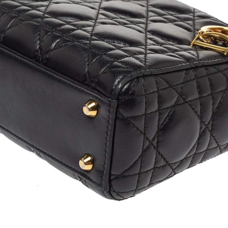 Pre Owned Dior Black Leather Mini Lady Dior Tote