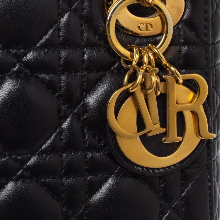 Pre Owned Dior Black Leather Mini Lady Dior Tote