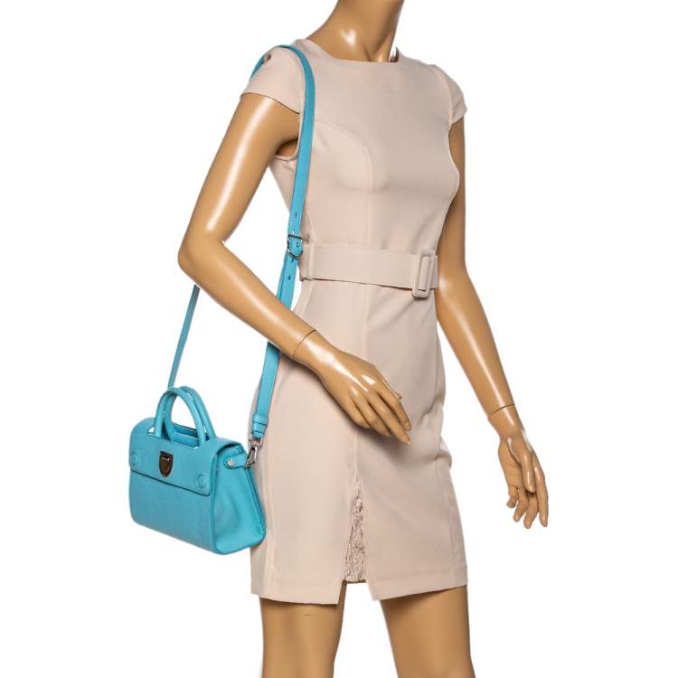 Pre Owned Dior Light Blue Leather Mini Diorever Bag