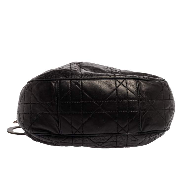 Pre Owned Dior Black Cannage Leather Miss Dior Drawstring Bag