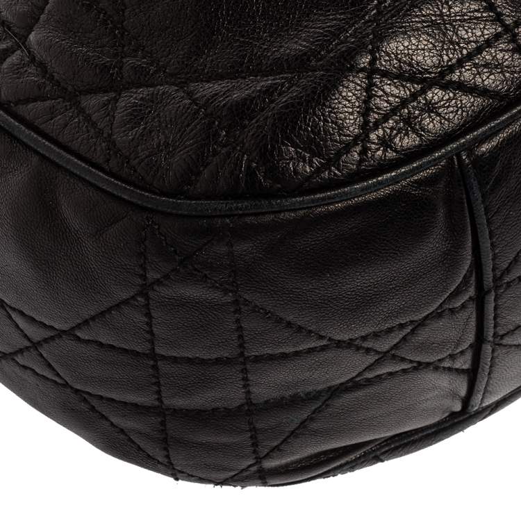 Pre Owned Dior Black Cannage Leather Miss Dior Drawstring Bag