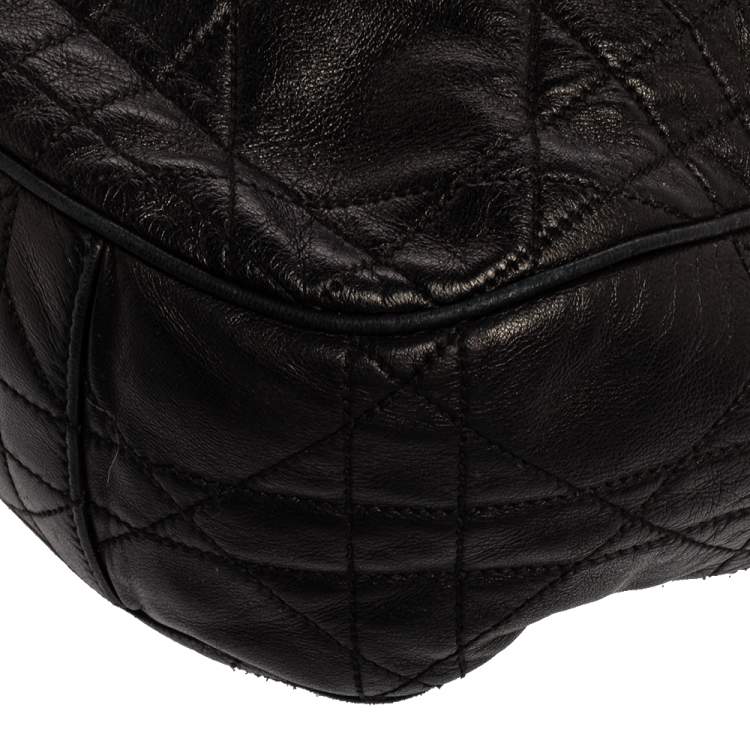 Pre Owned Dior Black Cannage Leather Miss Dior Drawstring Bag