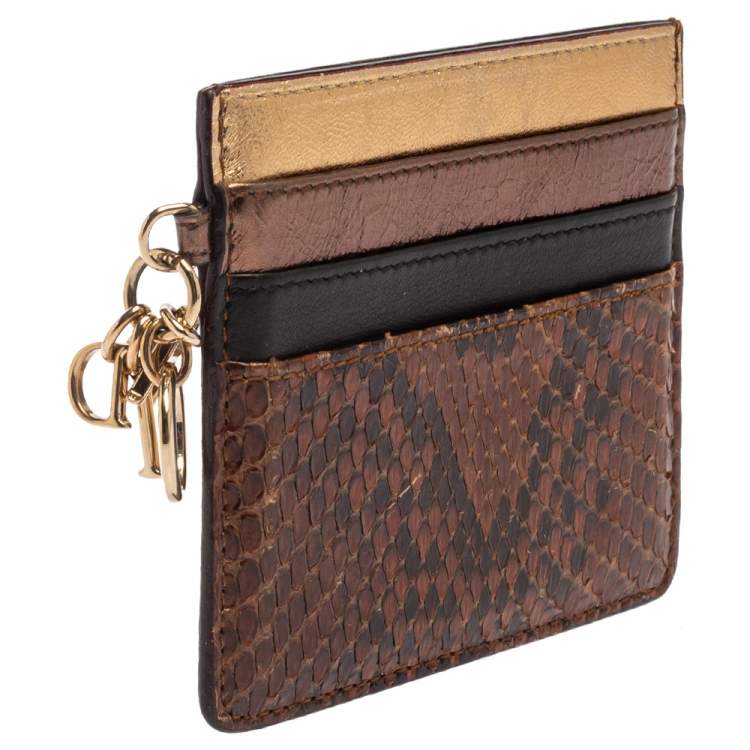 Pre Owned Dior Multicolor Python and Leather Lady Dior Card Holder