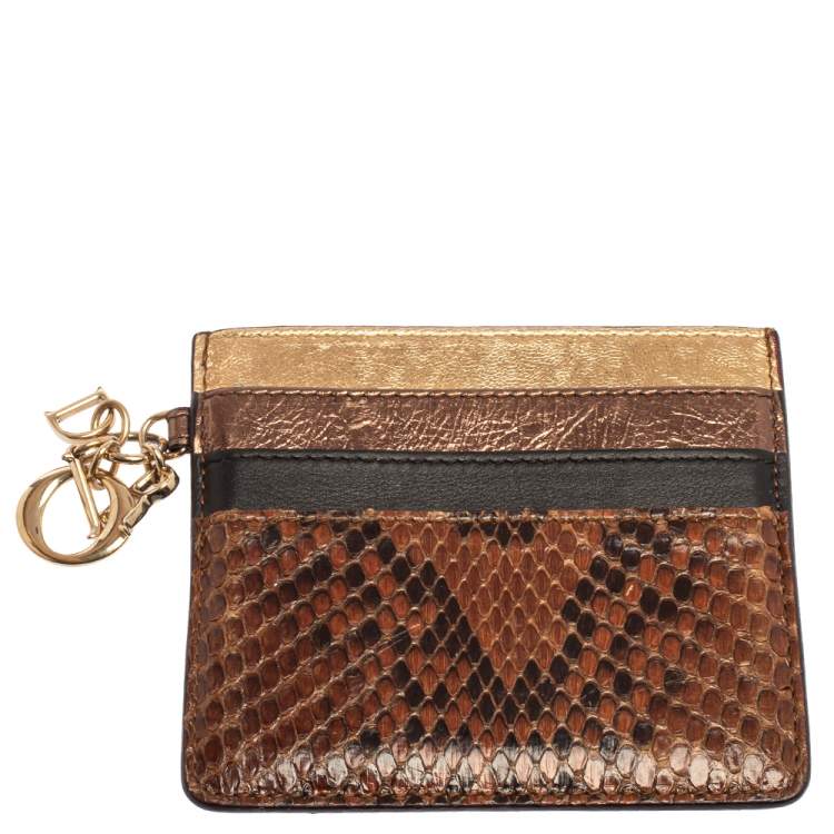 Pre Owned Dior Multicolor Python and Leather Lady Dior Card Holder