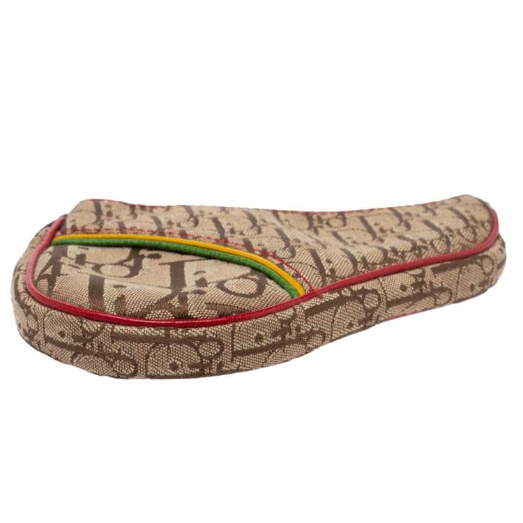 Pre Owned Dior Multicolor Oblique Canvas Rasta Saddle Coin Purse