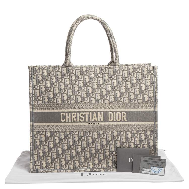 Pre Owned Dior Grey Oblique Canvas Book Tote