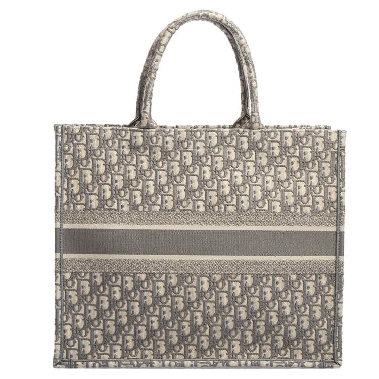 Pre Owned Dior Grey Oblique Canvas Book Tote
