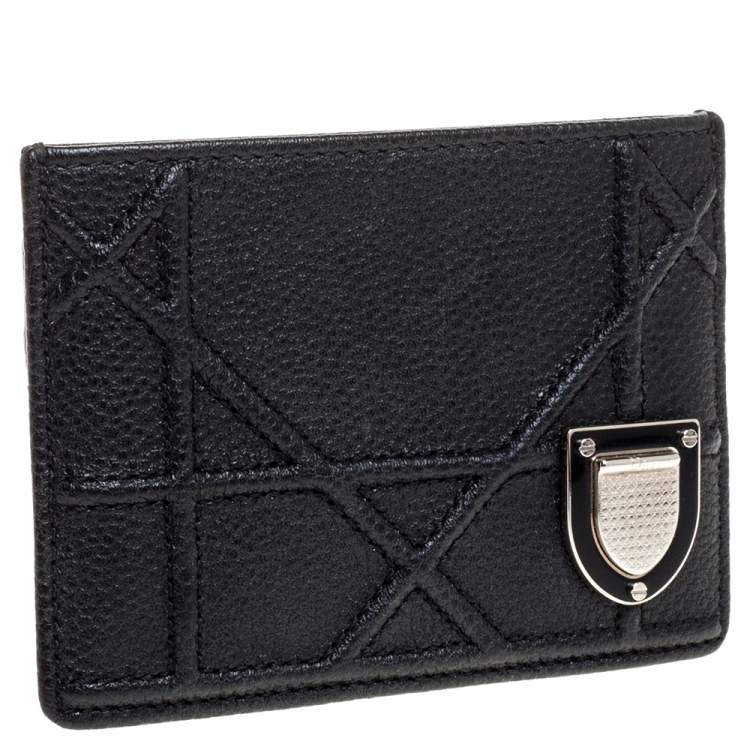 Pre Owned Dior Black Leather Diorama Card Holder