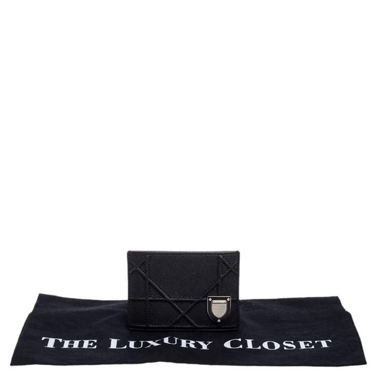 Pre Owned Dior Black Leather Diorama Card Holder
