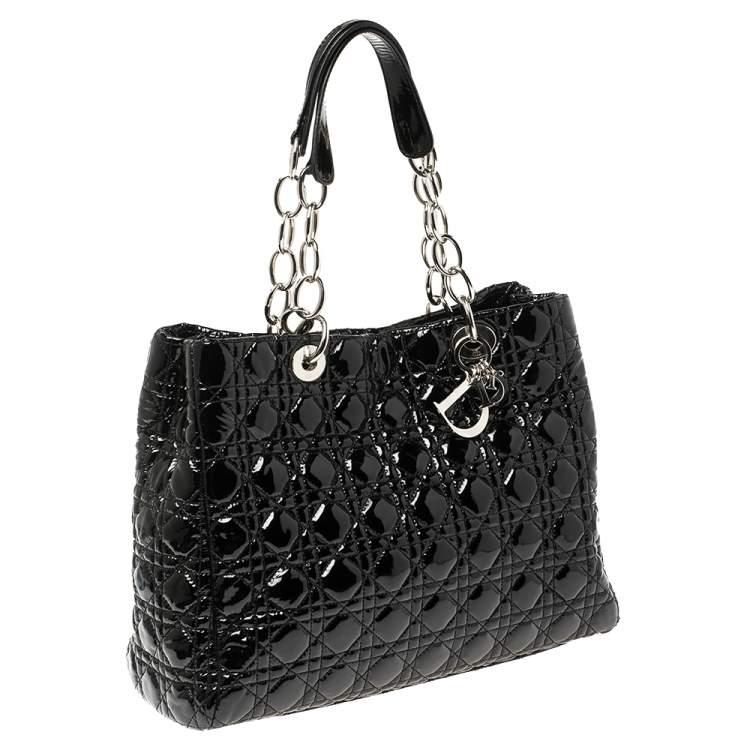 Dior Black Cannage Soft Patent Leather Lady Dior Shopper Tote Dior ...
