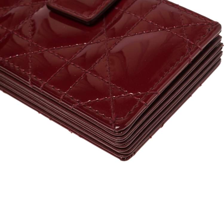 Pre Owned  Dior Red Cannage Patent Leather Lady Dior Gusset Card Case 