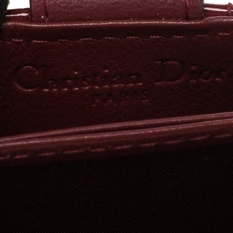 Pre Owned  Dior Red Cannage Patent Leather Lady Dior Gusset Card Case 