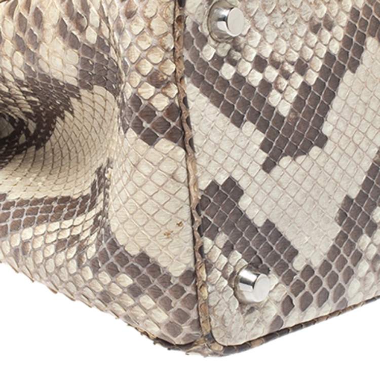 Pre Owned Dior Beige Python Small Be Dior Flap Top Handle Bag