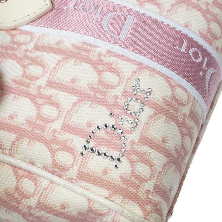 Pre Owned Dior Pink/White Monogram Canvas Girly Boston Bag