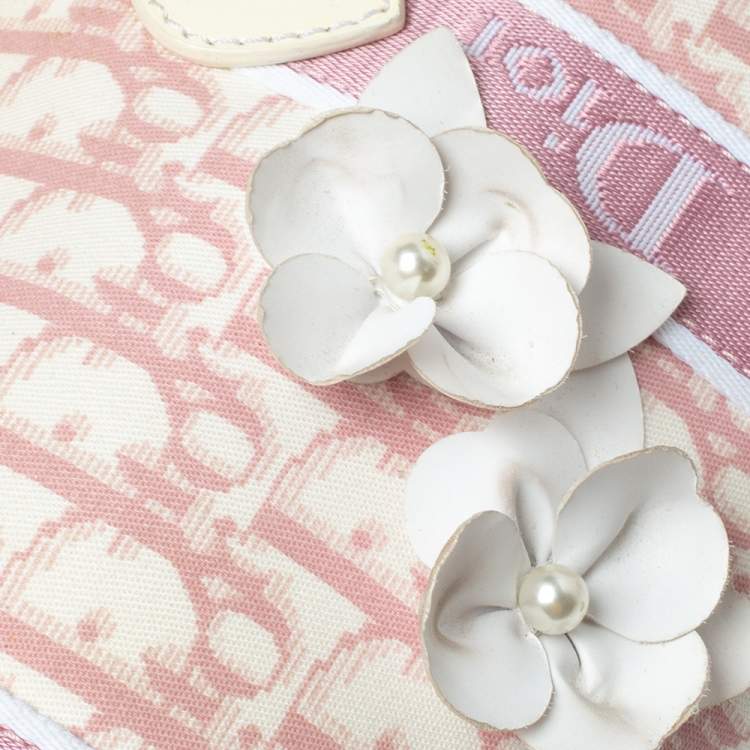 Pre Owned Dior Pink/White Monogram Canvas Girly Boston Bag