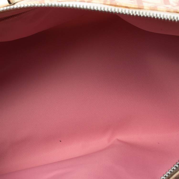 Pre Owned Dior Pink/White Monogram Canvas Girly Boston Bag