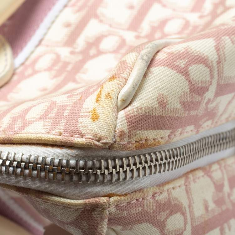 Pre Owned Dior Pink/White Monogram Canvas Girly Boston Bag