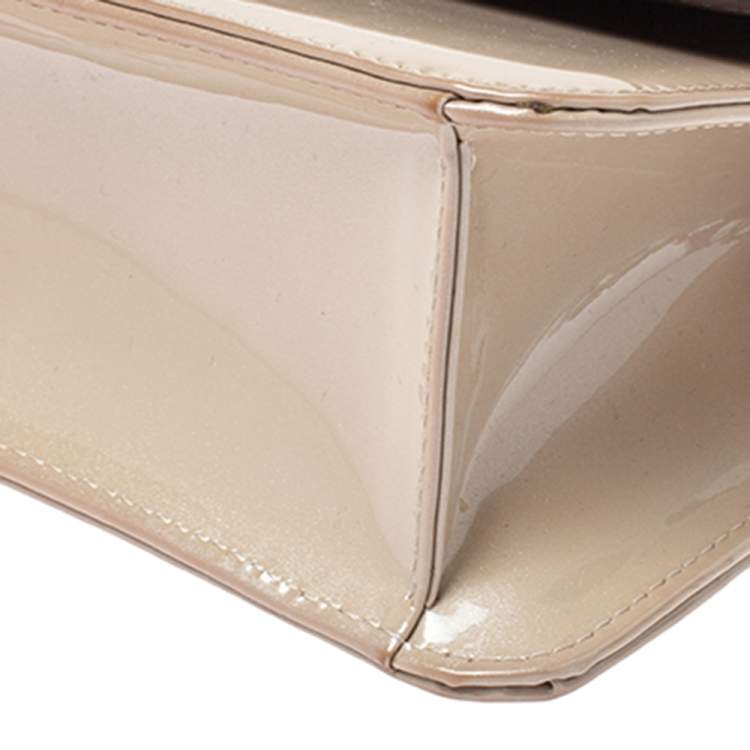 Pre Owned Dior Beige Patent Leather Miss Dior Promenade Chain Pouch