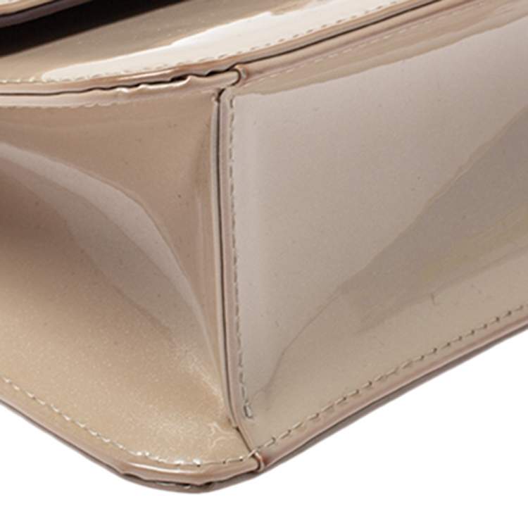 Pre Owned Dior Beige Patent Leather Miss Dior Promenade Chain Pouch