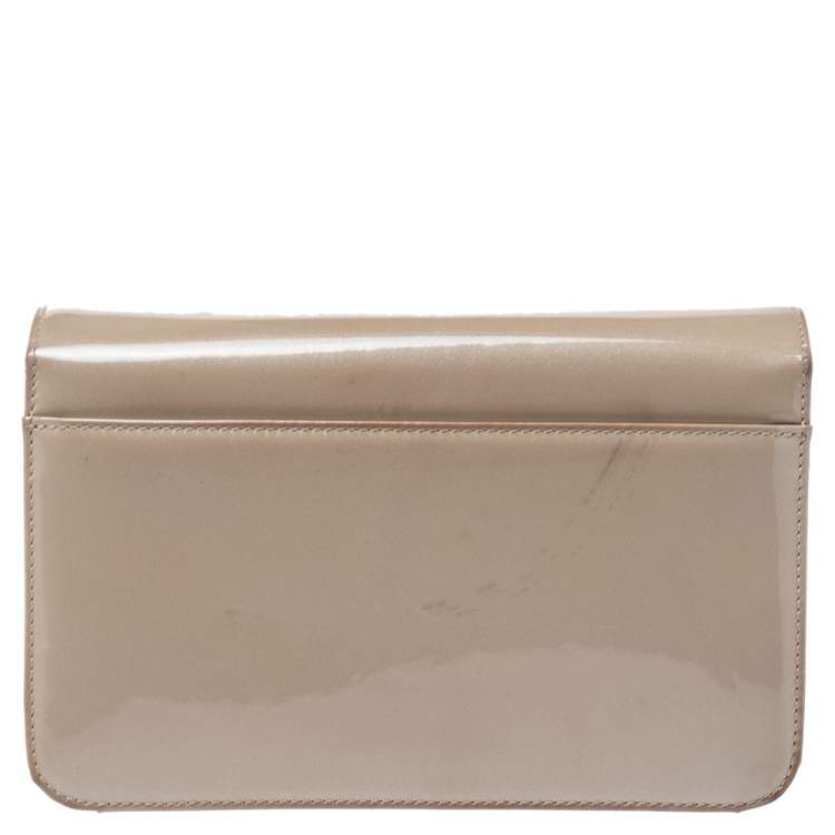 Pre Owned Dior Beige Patent Leather Miss Dior Promenade Chain Pouch