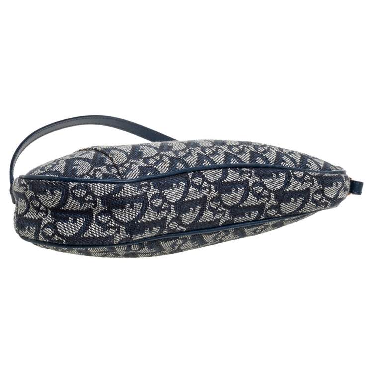 Pre Owned Dior Blue Oblique Canvas Saddle Clutch