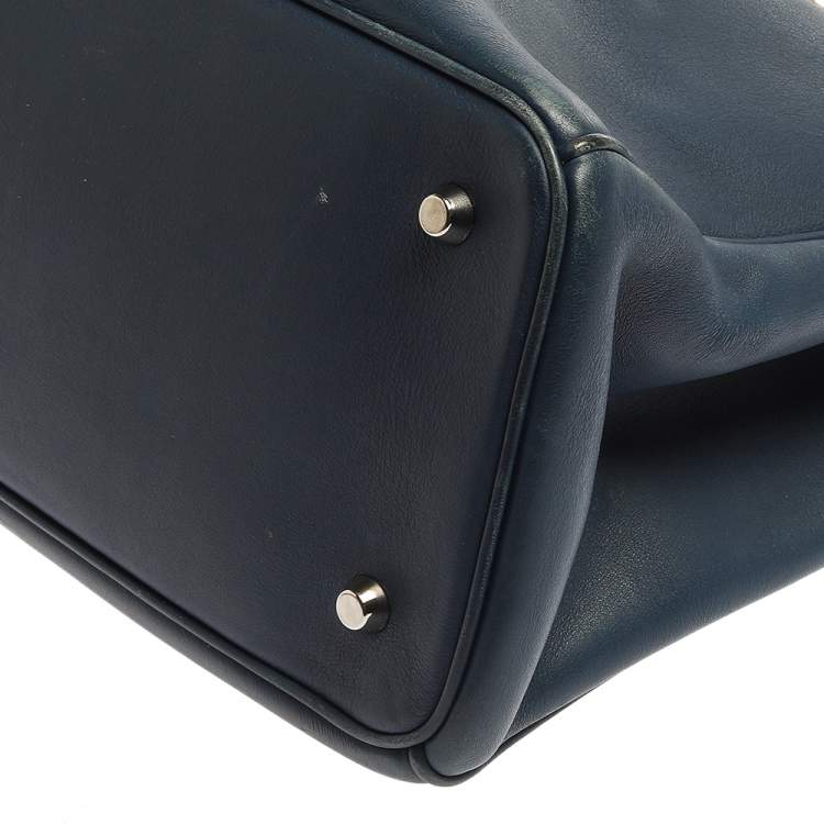 Pre Owned Dior Blue Leather Extra Large Diorissimo Shopper Tote