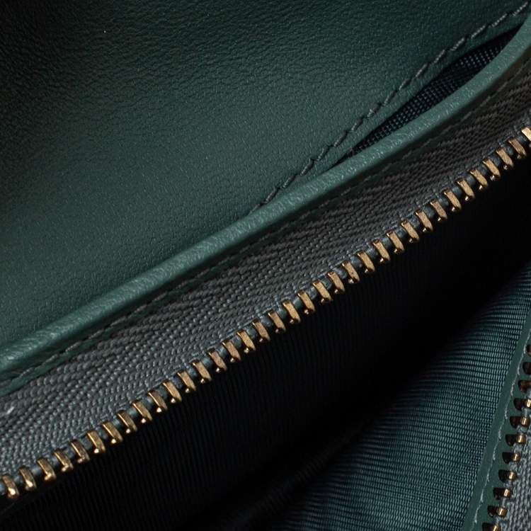 Pre Owned Dior Green Leather Saddle Trifold Wallet 