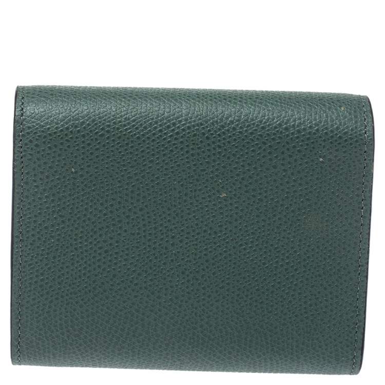 Pre Owned Dior Green Leather Saddle Trifold Wallet 