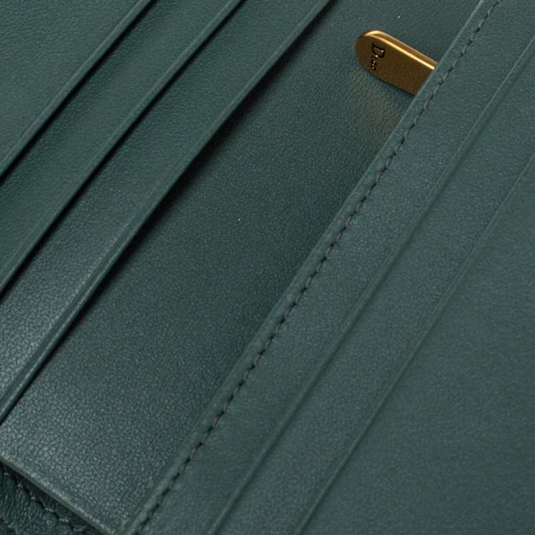 Pre Owned Dior Green Leather Saddle Trifold Wallet 