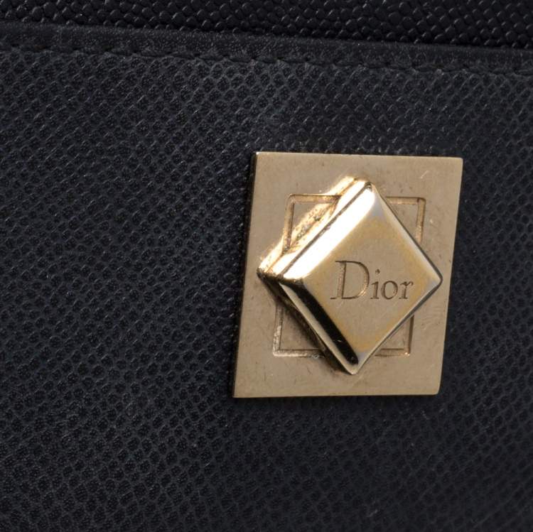 Pre Owned Dior Black Leather Turn Me Dior Card Holder