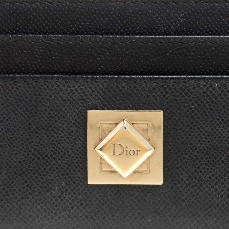 Pre Owned Dior Black Leather Turn Me Dior Card Holder