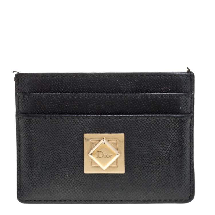 Pre Owned Dior Black Leather Turn Me Dior Card Holder