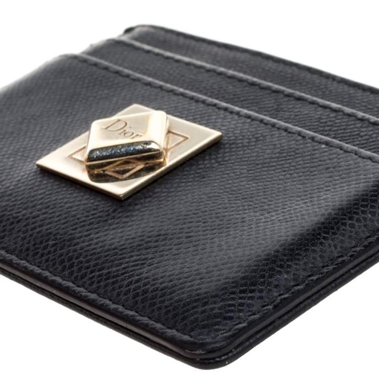 Pre Owned Dior Black Leather Turn Me Dior Card Holder
