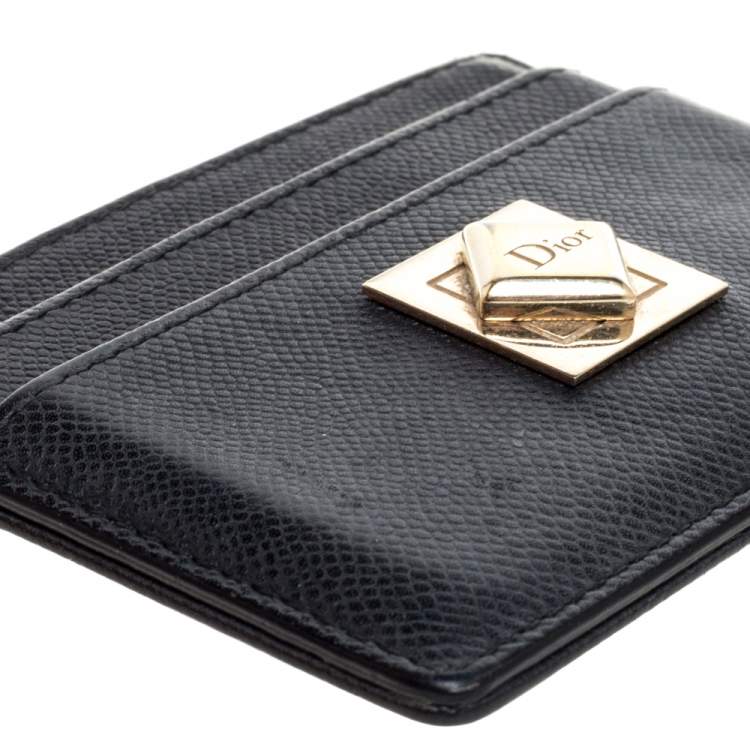 Pre Owned Dior Black Leather Turn Me Dior Card Holder