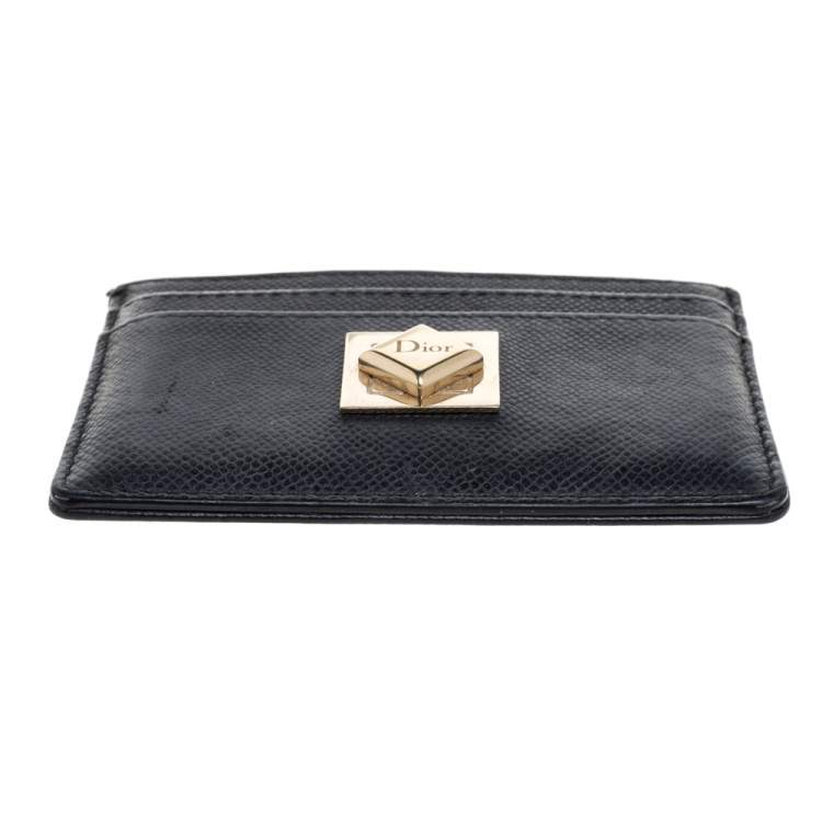 Pre Owned Dior Black Leather Turn Me Dior Card Holder