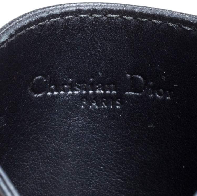 Pre Owned Dior Black Leather Turn Me Dior Card Holder