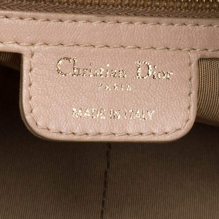 Pre Owned Dior Beige/Gold Leather Diorita Contrast Twist Hobo