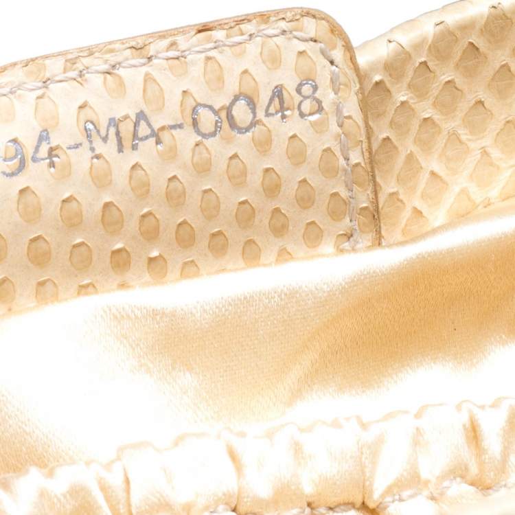 Pre Owned Dior Cream Velvet and Python Karenina Top Handle Bag