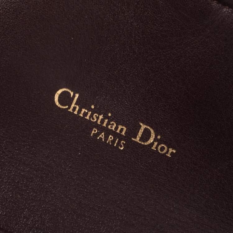 Pre Owned Dior Burgundy Oblique Canvas and Leather Saddle Wallet On Chain