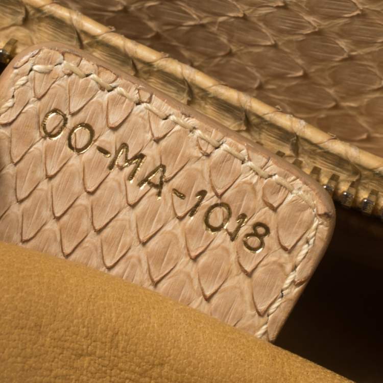 Pre Owned Dior Beige Python Large Limited Edition Lady Dior Tote