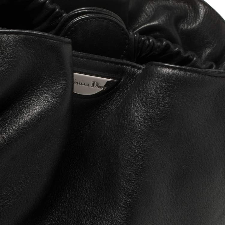 Pre Owned Dior Black Leather Beaded Top Handle Bag