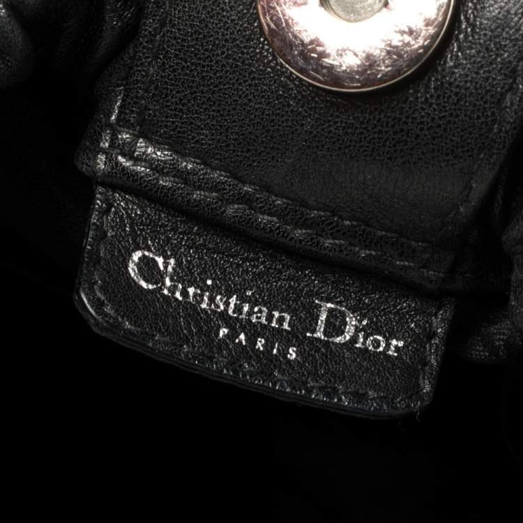 Pre Owned Dior Black Leather Beaded Top Handle Bag